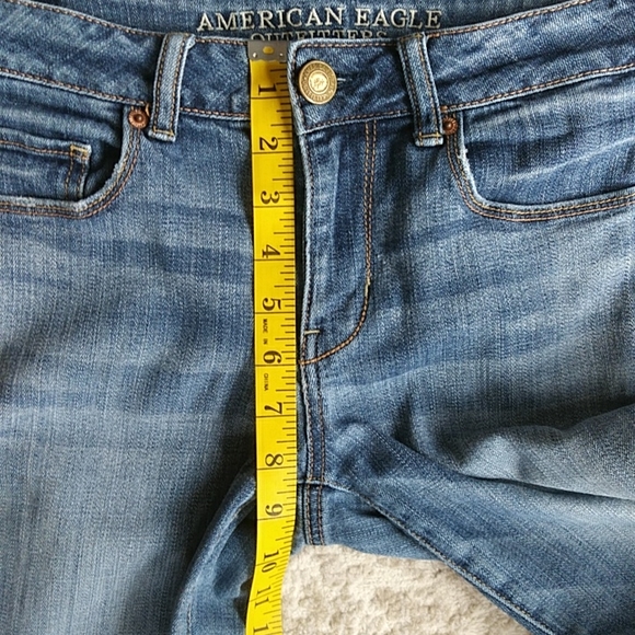 AEO Skinny Stretch Distressed Whiskering Jeans 6S Blue - Picture 15 of 16